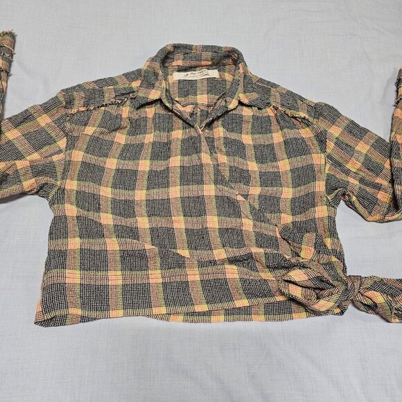Free People We the Free Running Wild Plaid Wrap Top Women Size S - Picture 9 of 16